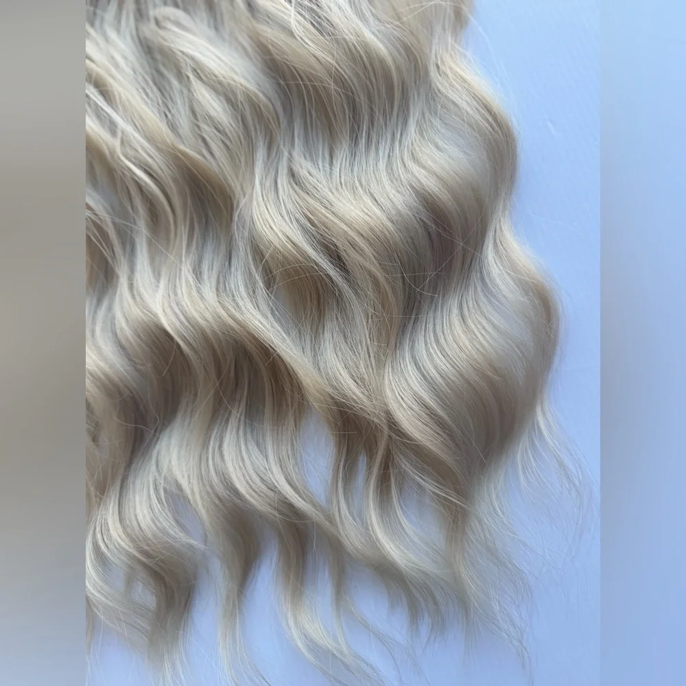 Extra light Blonde Water Wave hair extensions Clip ins - Picture 8 of 11